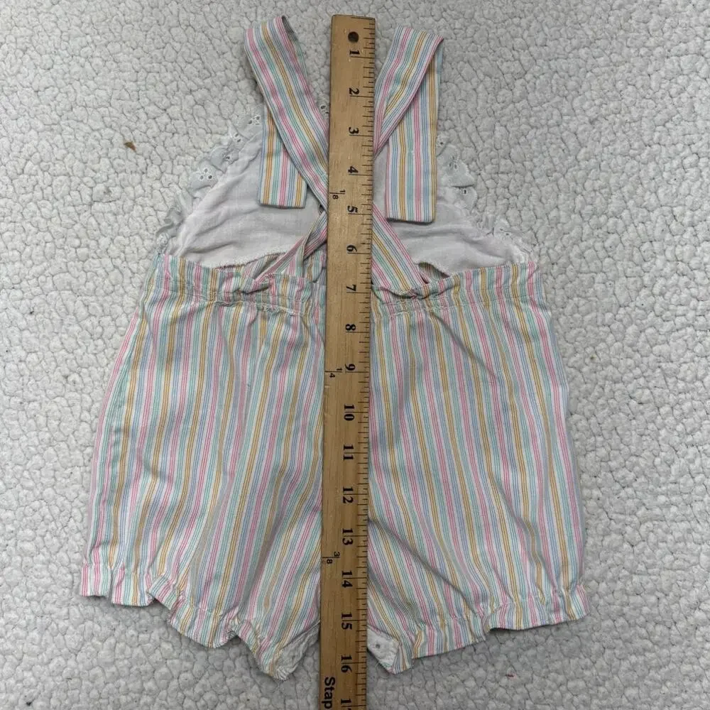 Vintage Tiny Tots Romper 12 months Baby Girl Pink Striped Jumpsuit Classic